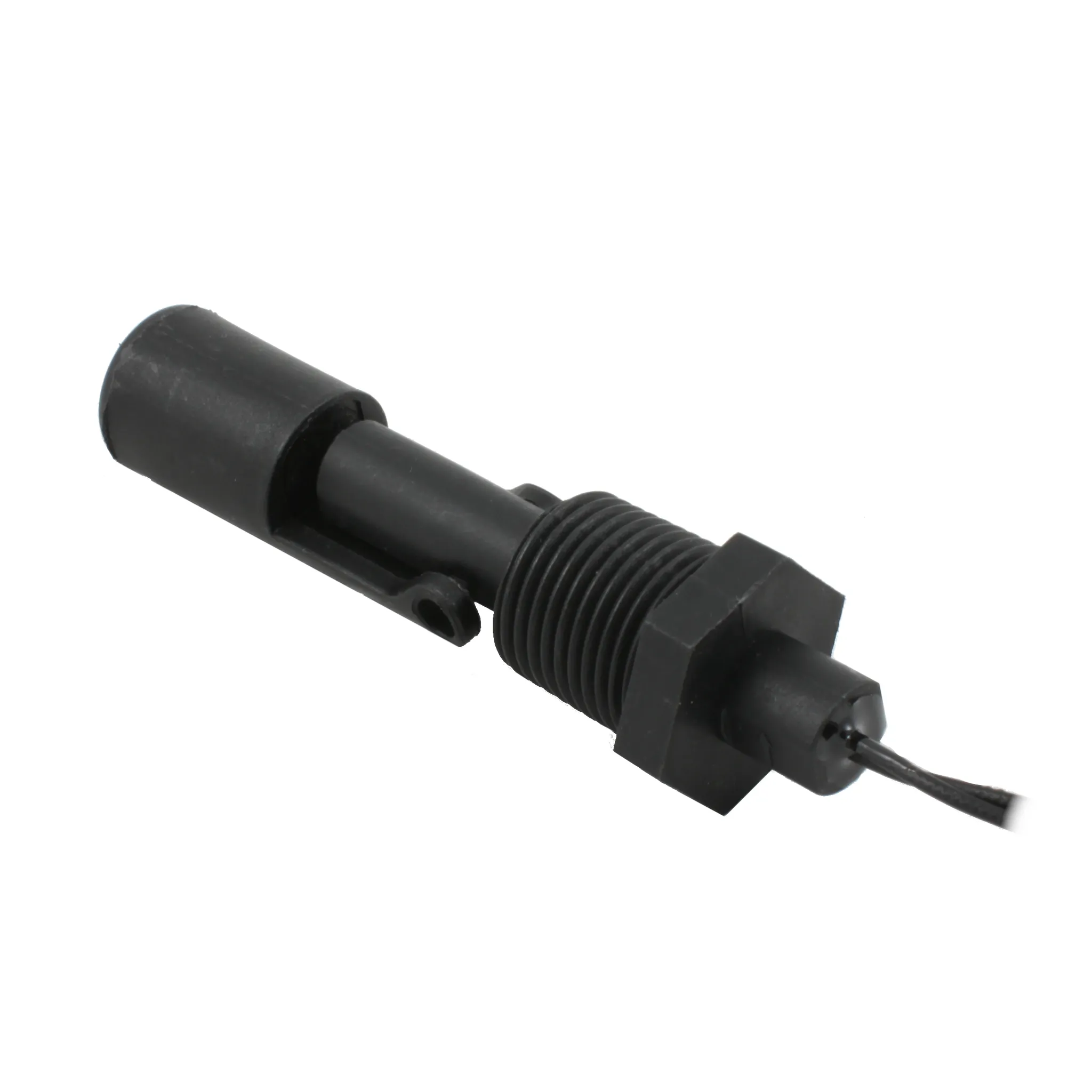 Поплавковый датчик уровня жидкости, горизонтальное исполнение, -20 +80 С, соединение- резьба 1/2"NPT полипропилен, кабель 500 мм, поплавок - полипропилен