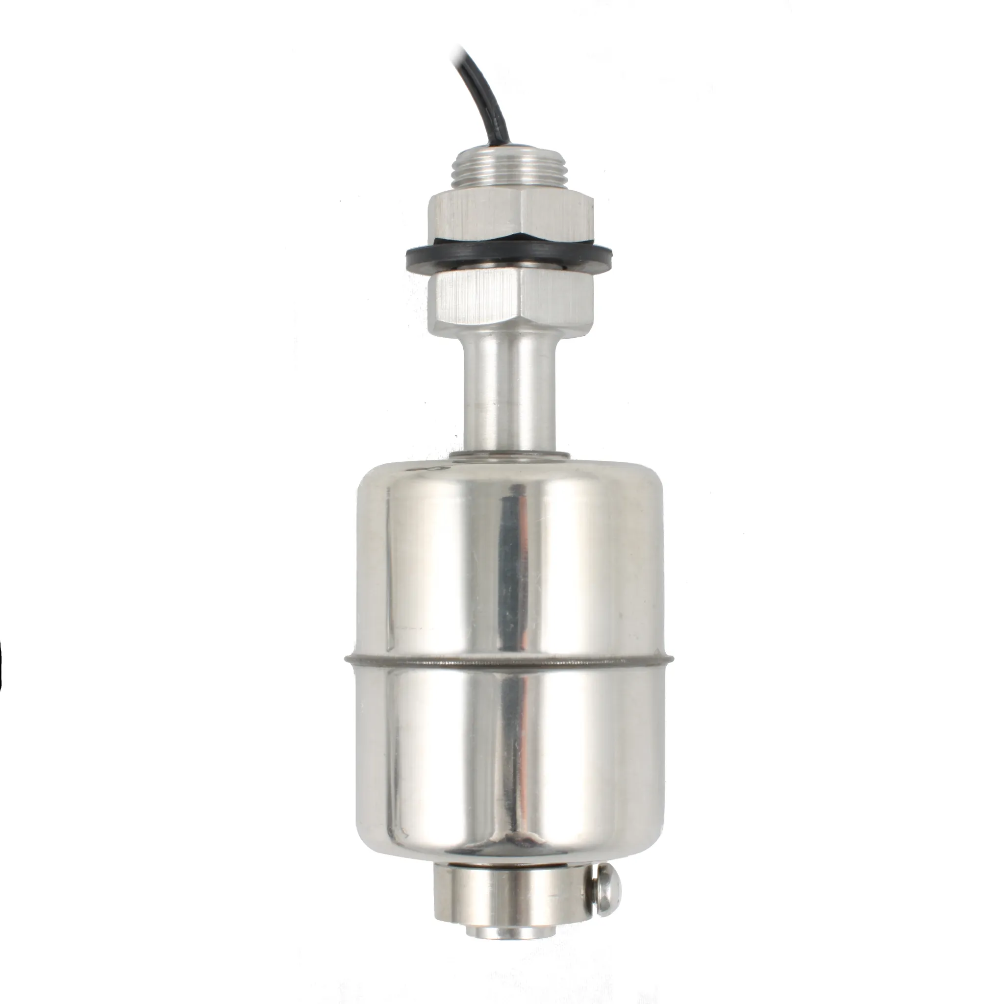 Поплавковый датчик уровня жидкости, вертикальное исполнение, -20 +120 С, соединение- резьба 3/8"PF нерж. сталь, кабель 500 мм, поплавок D=45 мм нерж. сталь