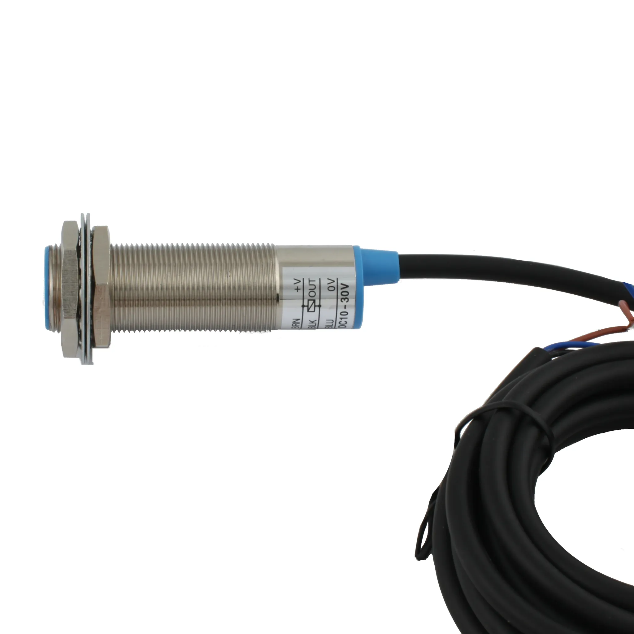 INNOCONT Индуктивный датчик, M18x1, L=73 мм, экранированный, зона срабатывания 5 мм, -25 +60 С, 12…24 VDC, IP65, выход: PNP NO, макс. ток 200 мА, кабель 2 м SL-18P5C