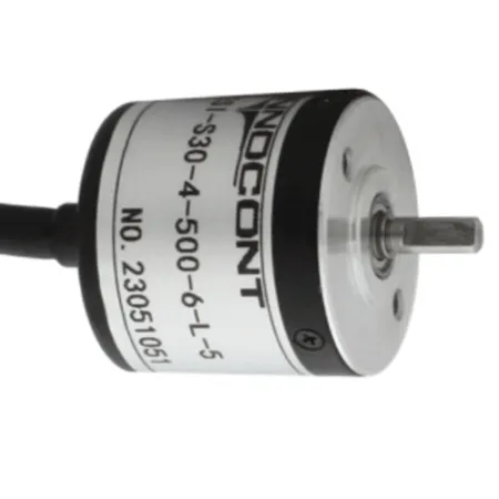 Инкрементальный энкодер D=30мм, выступающий вал 4мм, 200 имп/об, 24VDC, выход HTL, IP54, -20…+80°C, аксиальный кабель 2м