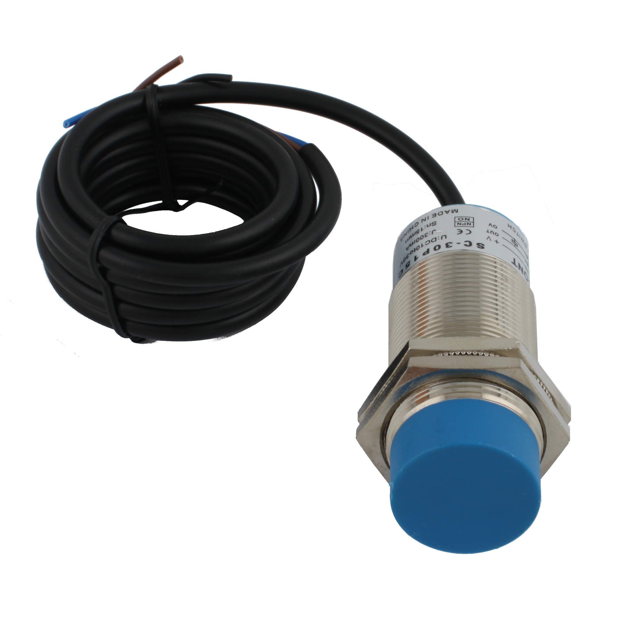 INNOCONT Емкостный датчик, M30x1,5, L=78 мм, зона срабатывания 15 мм, -25 +60 С, 12…24 VDC, IP65, выход: NPN NO, макс. ток 200 мА, кабель 2 м SC-30N15C