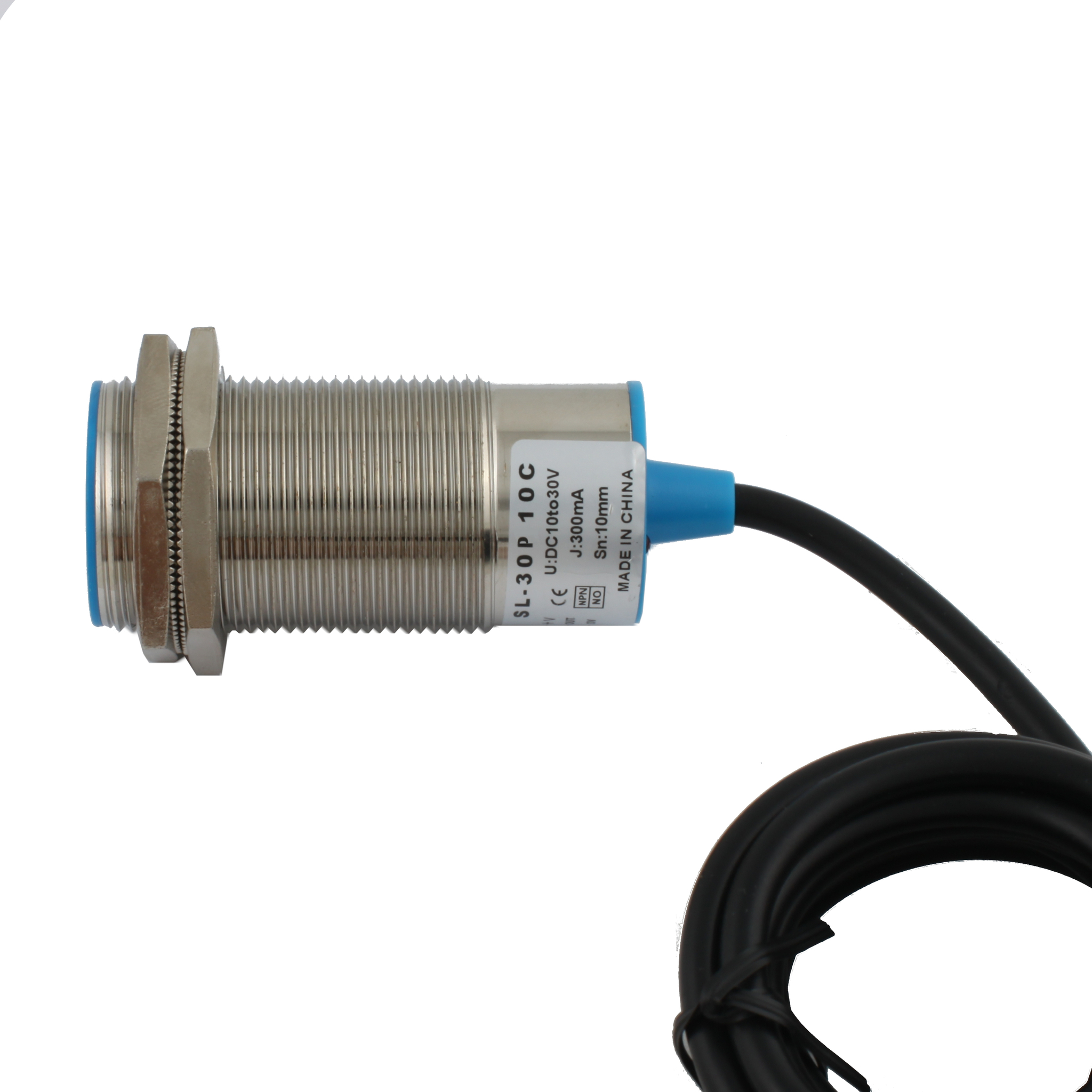 INNOCONT Индуктивный датчик, M30x1,5, L=78 мм, экранированный, зона срабатывания 10 мм, -25 +60 С, 12…24 VDC, IP65, выход: PNP NO, макс. ток 200 мА, кабель 2 м SL-30P10C